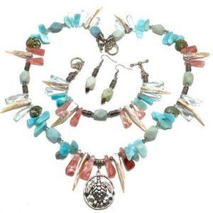 Handmade Jewelry Set by Surdigirl - Turtle, Amazonite, Quartz